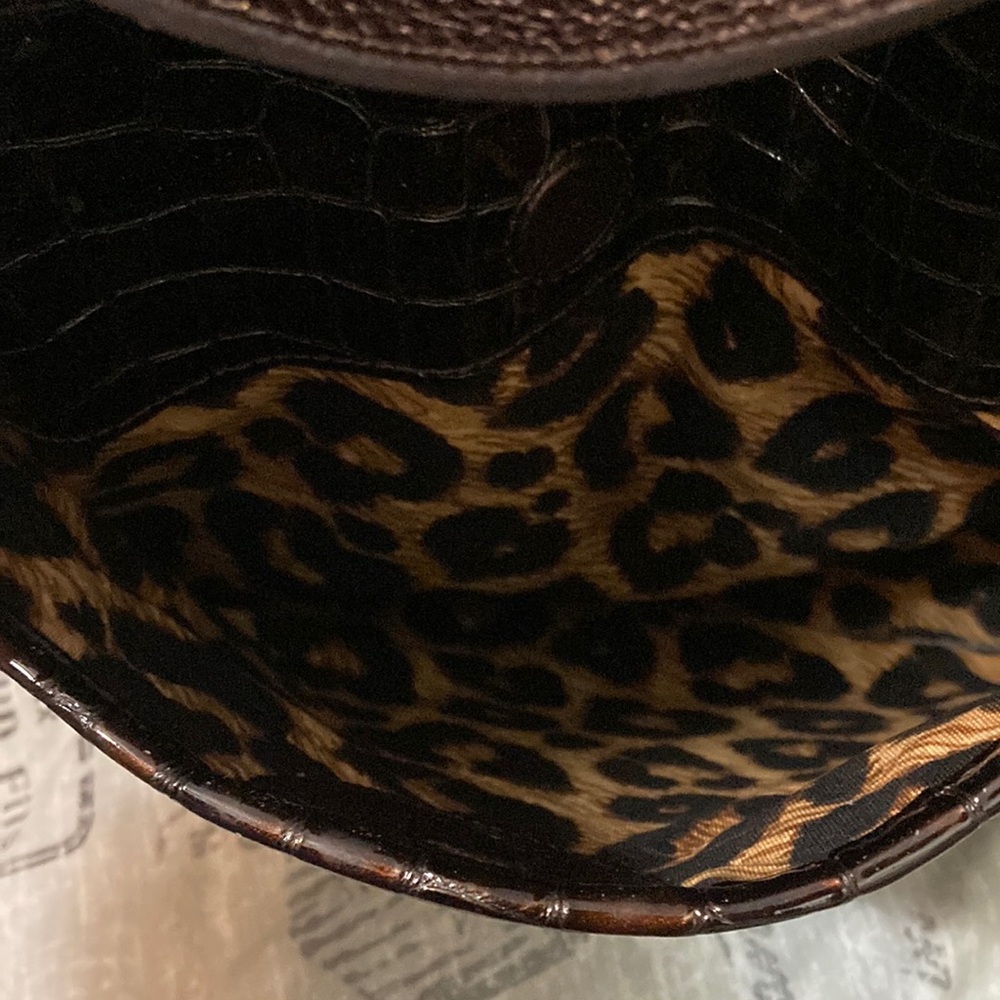 Brighton EUC Peyton Faux Crocodile Pebbled Leather Copper/Brown Bag with charm. - Picture 13 of 14